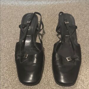 Prada Black Heels Sophisticated Slingback Design